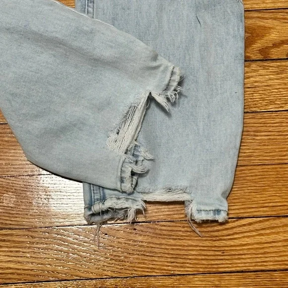 Abercrombie & Fitch Ankle Straight High Rise Distressed Jeans Light Wash 27/4 - Picture 5 of 6